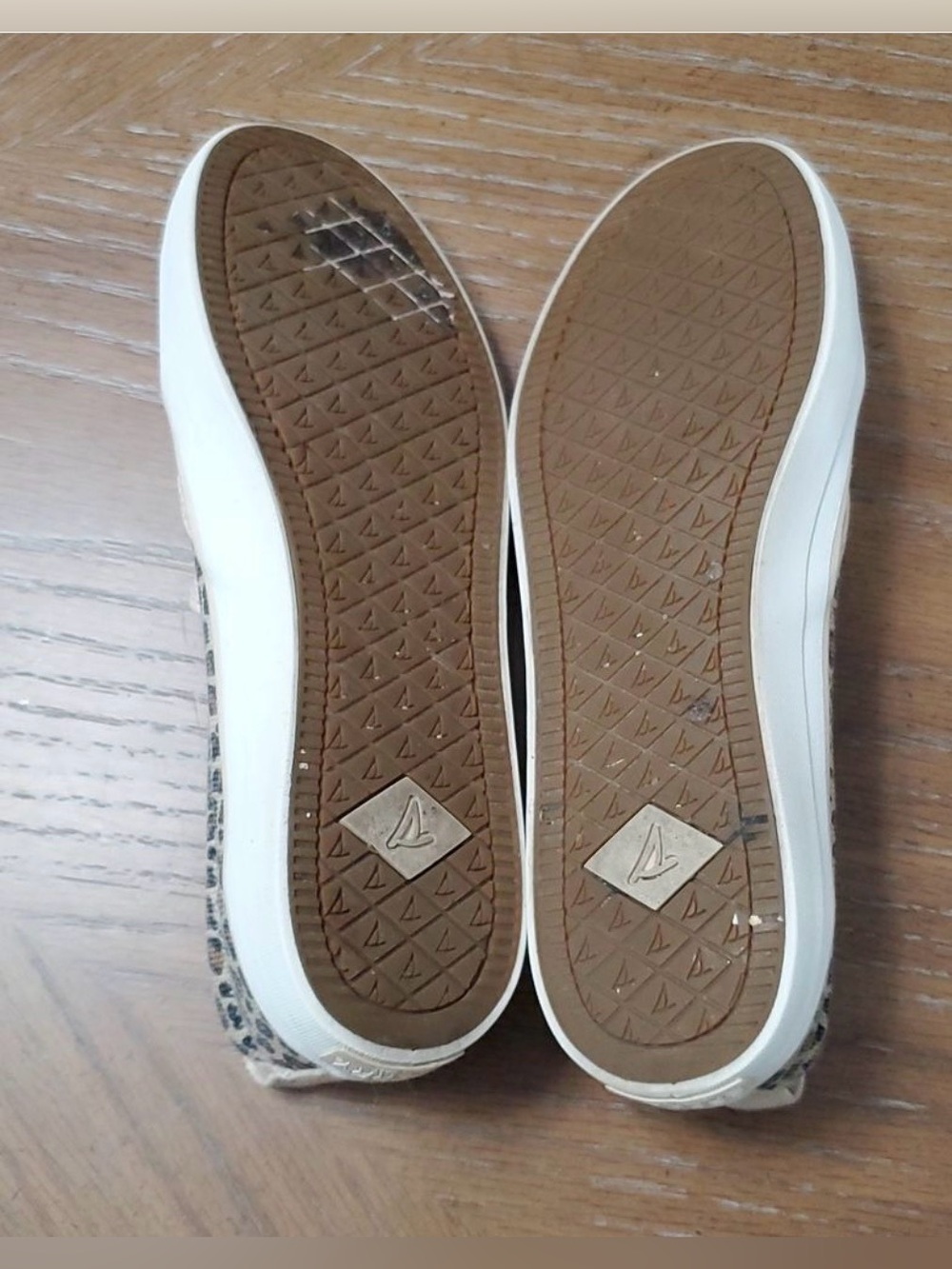 Sperry Beige & Leopard Print Crest Twin Gore Perforated Slip On Sneaker - Picture 6 of 10